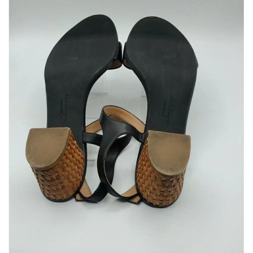 Salvatore Ferragamo Women Black Leather Shoe Sandal Sz 10B 'MADISON' Italy - Picture 8 of 15